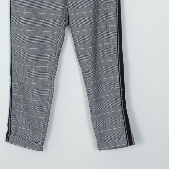 Zara Side Stripe Black White Plaid Cropped Trouser Pants Womens Size Medium - Picture 4 of 9